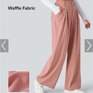NWT Halara Pink Sz S Waffle Knit Pants Stretch Elastic Waistband/ Cozy 27 inseam